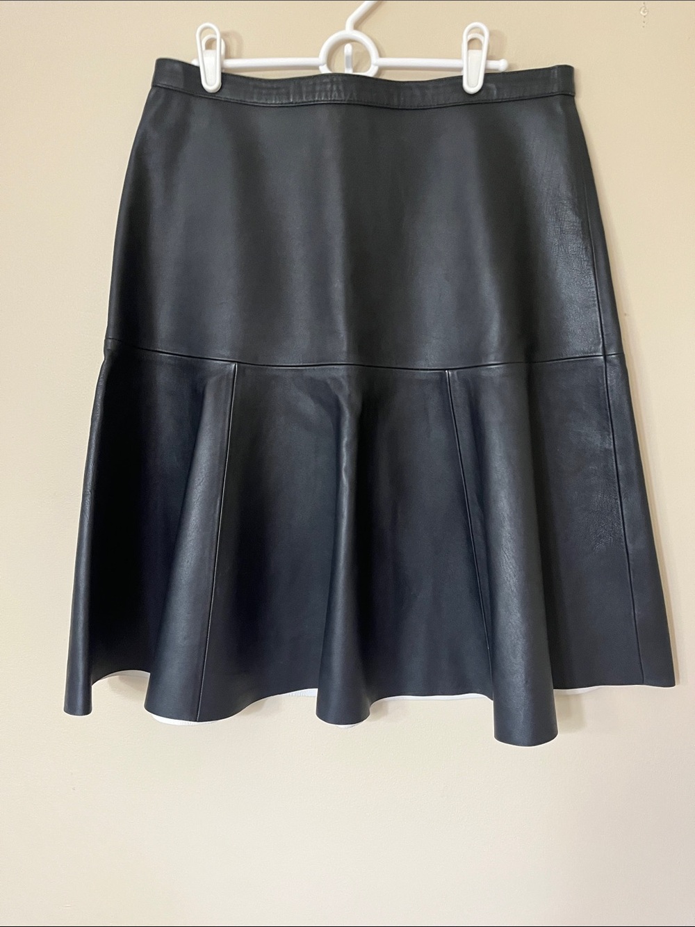 J Brand Black Faux Leather Flared A-Line Skirt